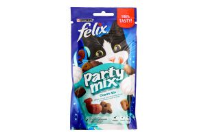 Ласощі для дорослих кішок (Океанічний Мікс) Party Mix Felix 60г. зі смаком лосося, форелі 60 г