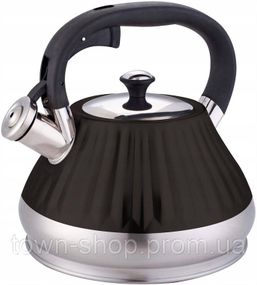 Чайник Kamille Whistling Kettle Marshmallow 3л из нержавеющей стали со свистком, черный KM-0858