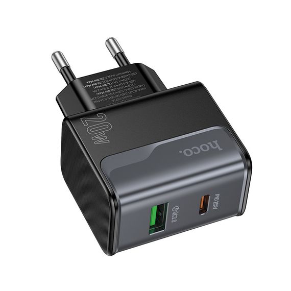 СЗУ 110-240V HOCO CS71A,1xUSB,1xUSB-C,PD20W,White,Blister | Зображення 3