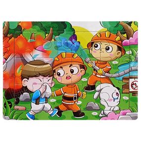 Детский деревянный пазл-вкладыш "Пожарные на работе" MD 1343-16, 12 элементов