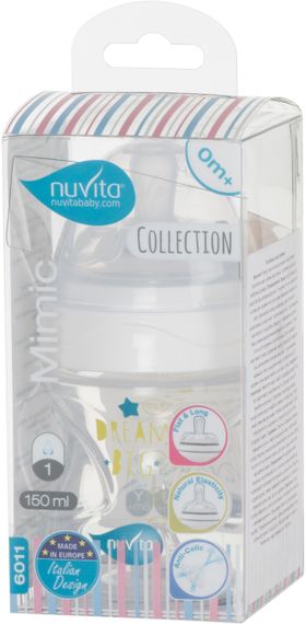 Детская Антиколиковая бутылочка Nuvita NV6011 Mimic Collection 150мл белая (NV6011BIANCO) | Зображення 1