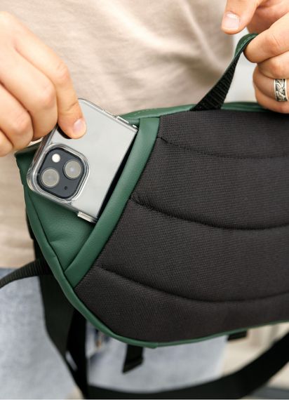 Большая мужская сумка бананка Sambag DynamicDart зеленая 38 × 21 × 7 см (80411007m) | Зображення 5