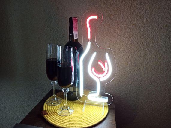 Неоновий світильник Пляшка вино бокал 300х130 acr-n000002 | Зображення 6