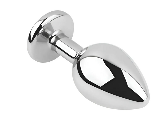Анальна пробка із кристалом EGZO - Silver Round Plug Aqua size M Sex Aura | Зображення 2