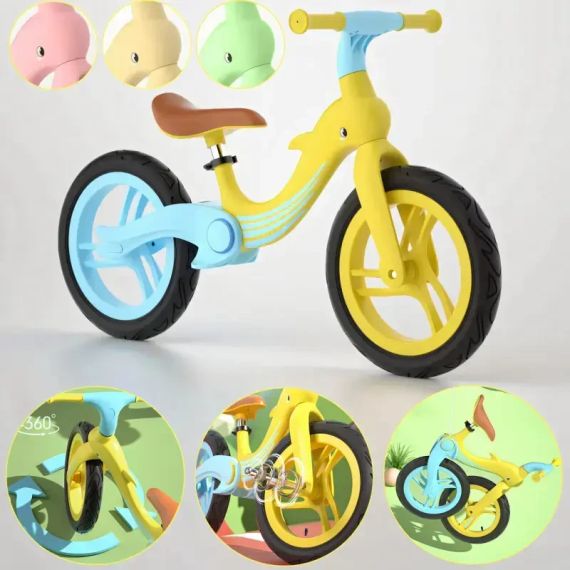 Велобег с дельфином, складной беговел от 2 до 5 лет, надувные колеса 12", нагрузка до 40 кг, ВА03 4 кг | Зображення 8