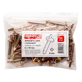 Анкер-клин потолочный 6*40 Bierbach цинк жёлтый (пач. 50 шт.) APRO