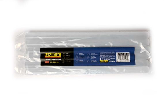 Стержень клеевой Unifix - 11 x 200мм прозрачный (6шт) пакет (951454) | Зображення 1