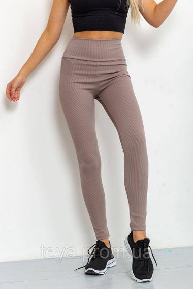 Лосини жіночі в рубчик, колір темно-бежевий, розмір L FA_003288 | Зображення 1