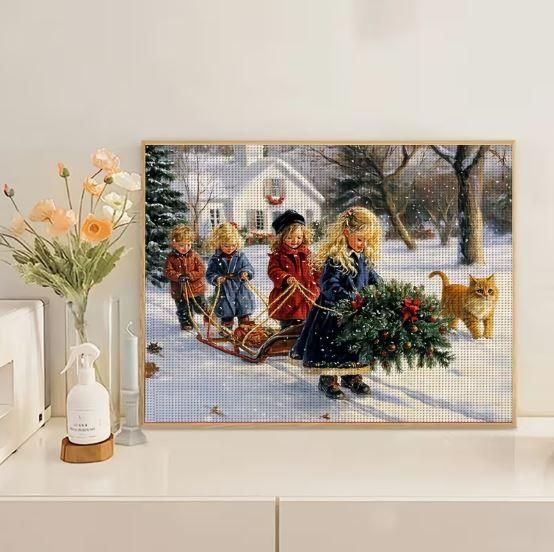 Набор для вышивки крестом JOZYSH "Розовые помощники" 14CT, 30x40 см, канва Аида с нанесенным рисунком | Зображення 4