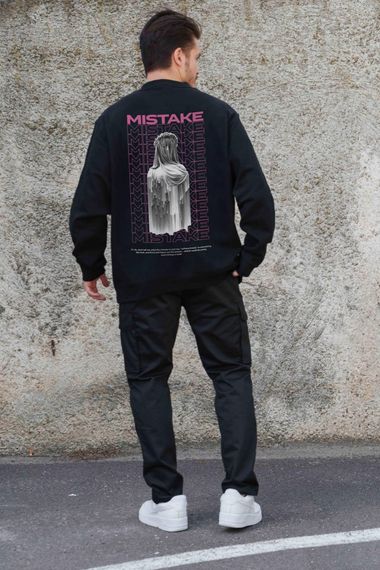 Утеплений оверсайз світшот на флісі з принтом Without Mistake Black | Зображення 1