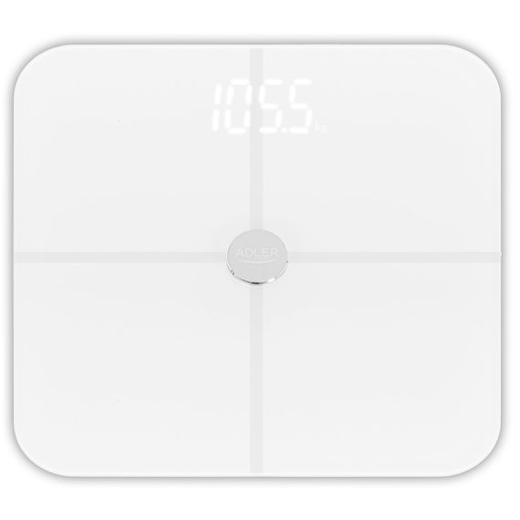 Ваги підлогові діагностичні електронні Adler AD 8187 Smart білі до 180 кг з Bluetooth та аналізом складу тіла