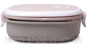 Ланч-бокс Kamille Food Box 700мл, 20х14.5х7.5см, бежевый с оливковым KM-2124