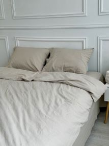 Постільна білизна євро Dushka Home Варена бавовна преміум 21666 200х220 см піщано бежева