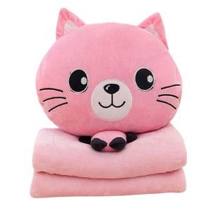 Дитяча м'яка іграшка "Кішечка" L1128(Pink) іграшка з пледом, розмір 40 см