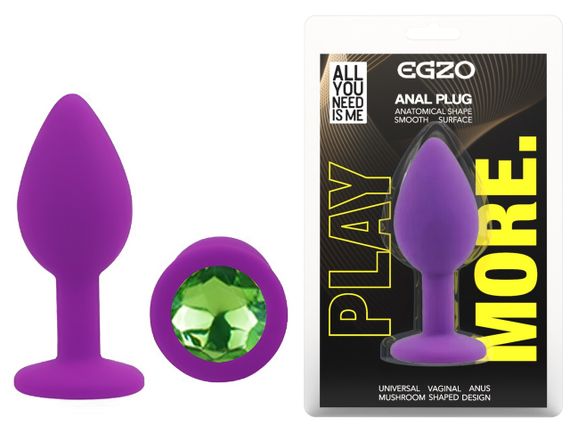 Силіконова анальна пробка EGZO - Silicone Purple Round Plug Green, size S Sex Aura