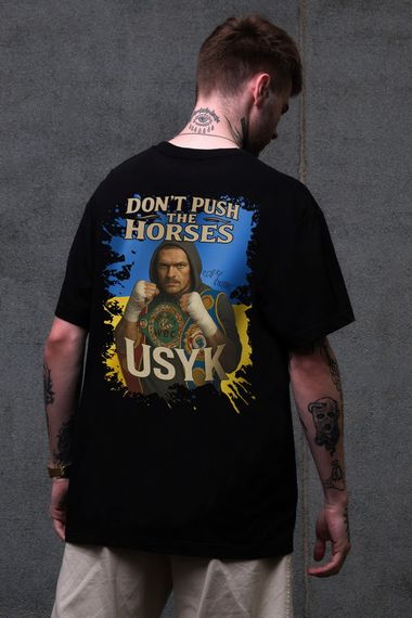 Оверсайз футболка Without з принтом Dont Push The Horses Black