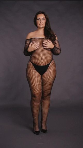 Жіночий боді-комбінезон із сітки Le Desir Off Shoulder Fishnet Bodystocking, чорний Sex Aura | Зображення 4