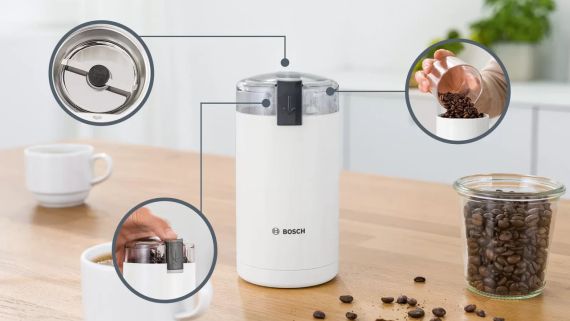 Кофемолка электрическая Bosch TSM6A011W для зернового кофе с мощным мотором | Зображення 2