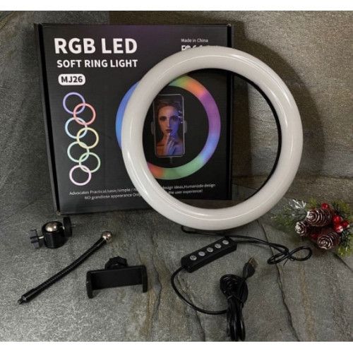 Кільцева LED-лампа RGB MJ26 (26 см) (1 кріплення) (керування на дроті) (40) | Зображення 2