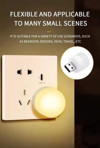 Портативная USB светодиодная лампа-ночник с теплым (3000 К) светом, работает от Power Bank и др. гаджетов 5В | Зображення 2
