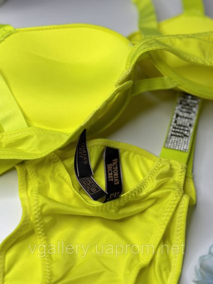 Комплект Victoria's Secret Very Sexy Push-up Bra & Rhinestone Shine Original, комплект зі стразами, Жовтий, 85C | Зображення 1