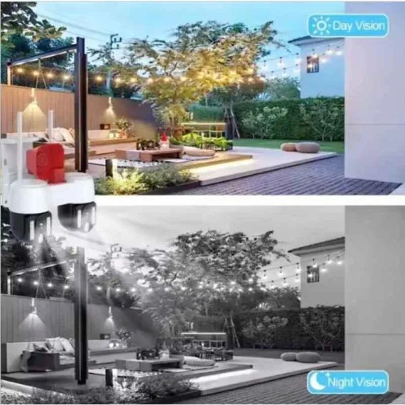 Высокопроизводительная камера видеонаблюдения с двумя направлениями движения, WIFI, горизонтальное вращение на 360° и вертикальное на 90°, водонепроницаемая, ночное видение, датчик движения,4M, x10, V | Зображення 5