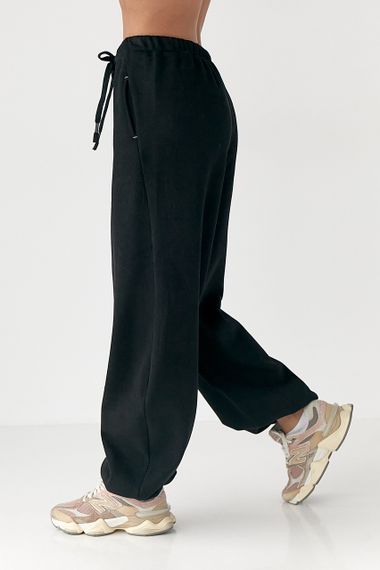 Теплі спортивні штани вільного фасону - чорний цвет, M (є розміри) | Зображення 4