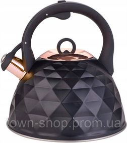Чайник Kamille Whistling Kettle Black Сrystal 3л из нержавеющей стали со свистком KM-0867