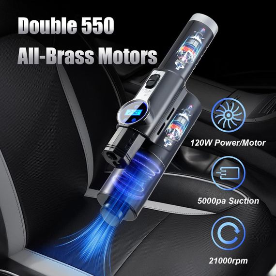 Пилосос автомобільний 4 в 1 Vacuum USB 120 Вт Потужний пилосос із компресором для авто LY-8018 | Зображення 3