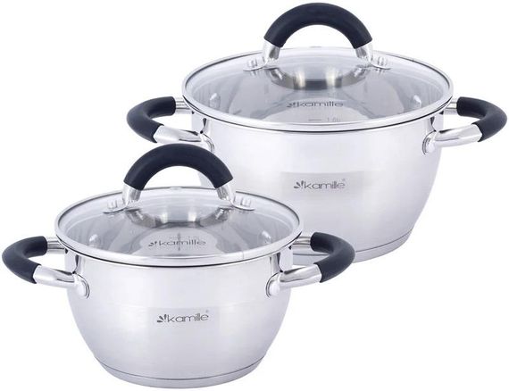 Набір 2 каструлі Kamille Marsaili 1.8л, 2.5л з силіконовими ручками