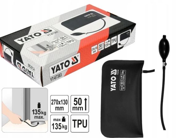 Подушка монтажная надувная 135 кг высота 50 мм 270х130 мм YATO YT-67383