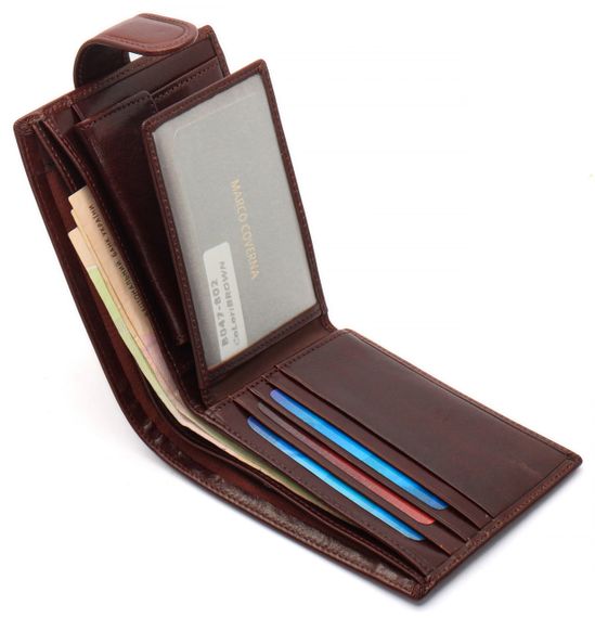 Коричневое мужское портмоне на кнопке из натуральной кожи Marco Coverna B047-802 | Зображення 5