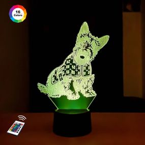 3D светильник ночник с пультом "Йоркширский терьер" 3DTOYSLAMP
