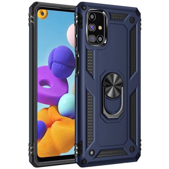 Ударостійкий чохол Serge Ring for Magnet для Samsung Galaxy M51 TPU+PC, Темно-синій