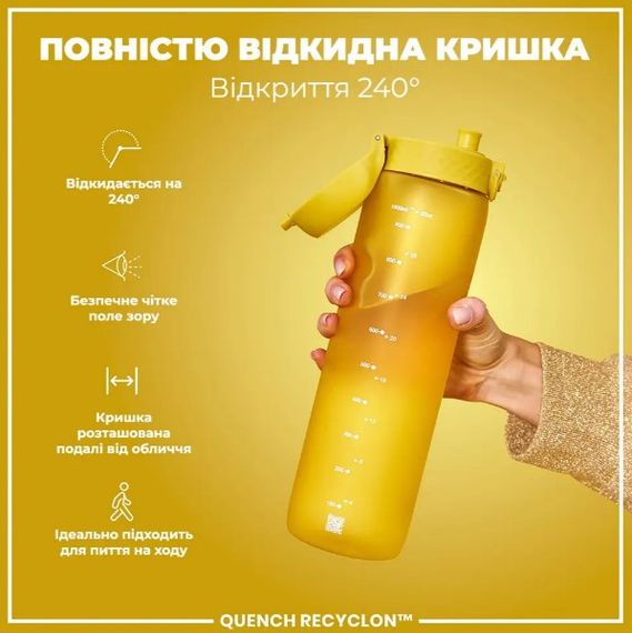 Пляшка для води ION8 1000 мл (ЕКО пляшка) BPA Free Yellow (I8RF1000YEL) | Зображення 4