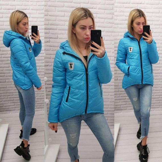 Жіноча демісезонна куртка з емблемою, арт.210/7, блакитний | Зображення 9