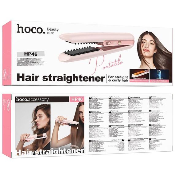 Беспроводной выпрямитель для волос Hoco HP46 Explicit with digital display Pink | Зображення 4