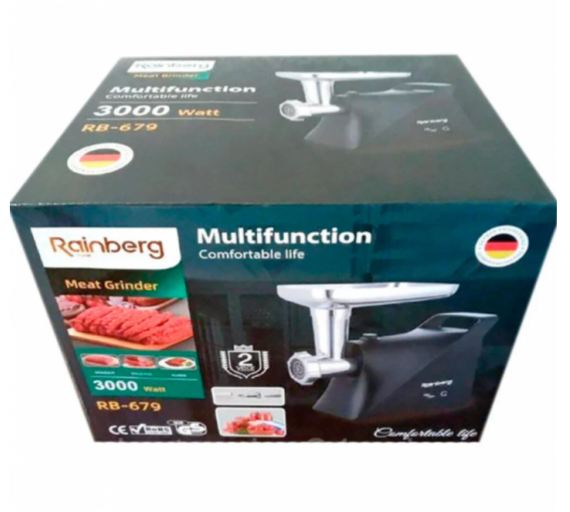 М'ясорубка Rainberg RB-679 3000W Black 2в1 Електрична Електросоковичавниця Електро м'ясорубка | Зображення 3