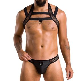 Комплект чоловічої білизни з кріпленнями Passion Jacob XXL/XXXL, чорний, труси, шлейки