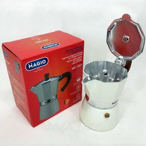 Стильная гейзерная кофеварка из нержавейки Magio MG-1007 150 мл, Кофейник гейзерный ME-68