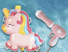 Водяний пістолет з рюкзаком помповий механізм Єдиноріг Рожевий