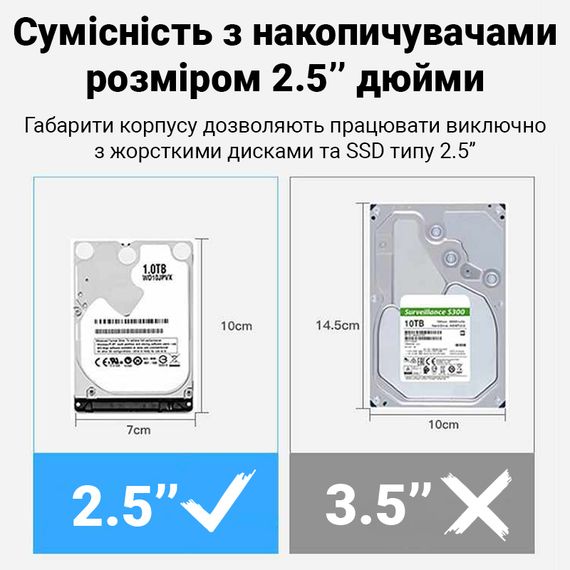 Внешний кейс для 2,5" SATA жестких дисков Addap EHDC-02 | внешний USB 3.0 карман для HDD/SSD | Зображення 5