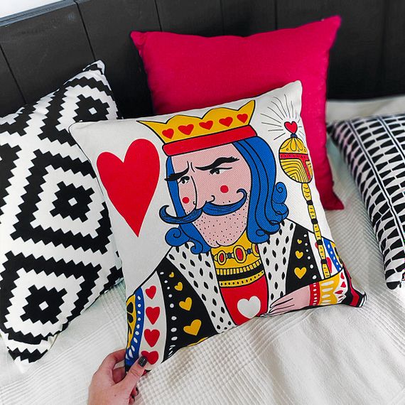 Подушка з мішковини King of my heart 45x45 см (45PHB_21L006)
