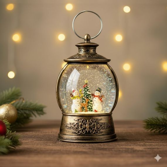 Рождественский Светильник-Фонарь с Эффектом Снегопада и Музыкой (Питание USB/Батарейки) | Зображення 2