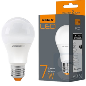 Лампа A60e 7W E27 4100К 220V LED Videx