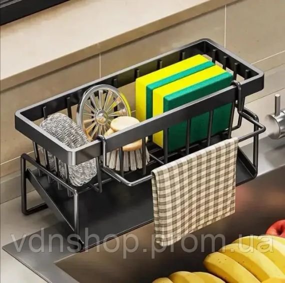 Органайзер для кухонної раковини, міцна полиця для раковини, багатофункціональний полиця для зберігання губок та кухонного