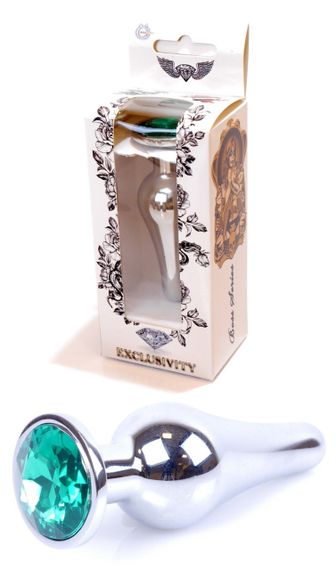 Анальний затор Boss Series - Jewellery Silver BUTT PLUG Green, BS6400078 Sex Aura