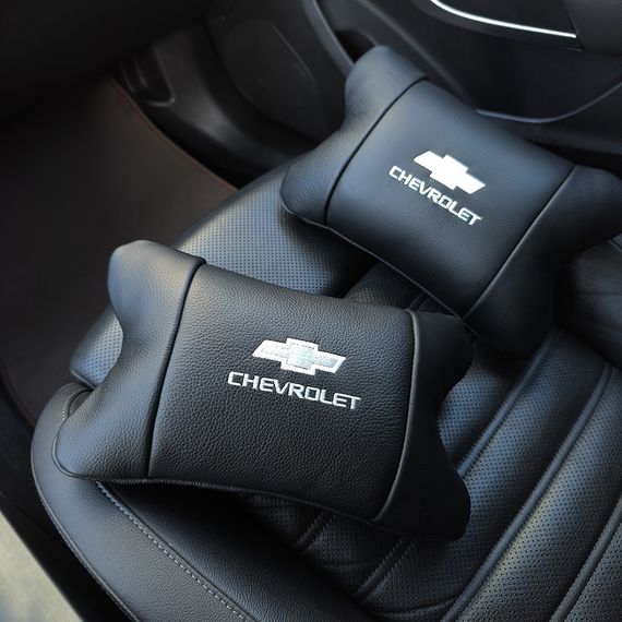 Автомобильные подушки Chevrolet из натуральной итальянской кожи + кожаный брелок JZ-168 в подарок | Зображення 1