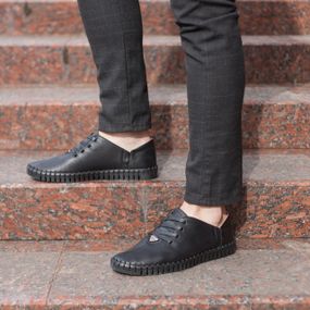 Туфлі чоловічі з натуральної шкіри Prime Shoes чорні 44 розмір