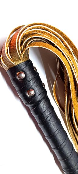 Флогер комбинированный с кожаной ручкой по 31 хвосту длинной 36 см Бронза sexstyle | Зображення 3